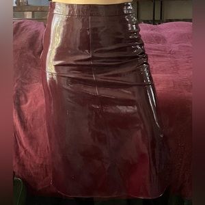 Shiny Burgundy Patent Leather Midi Skirt Size 10